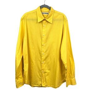 Express Button Up Shirt Collared Long Sleeve Stripe Yellow Men Size XL*
